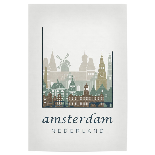 Poster 30x20 cm "Amsterdam skyline, light blue" artboxONE - Städte / Amsterdam,Kartografie