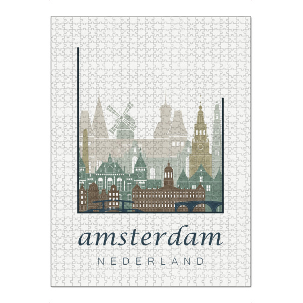 Puzzle Ravensburger "Amsterdam skyline, light blue" artboxONE - Städte / Amsterdam,Kartografie