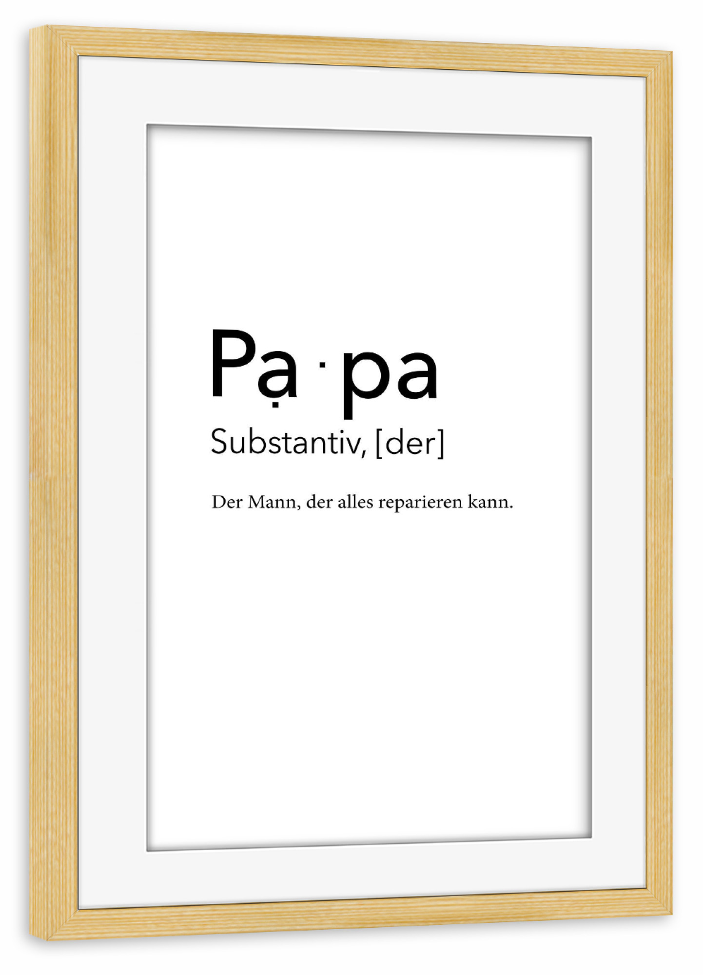 Poster mit Rahmen kiefer "Definition Papa - Alles reparieren" artboxONE - Schwarzweiß,Für Papa