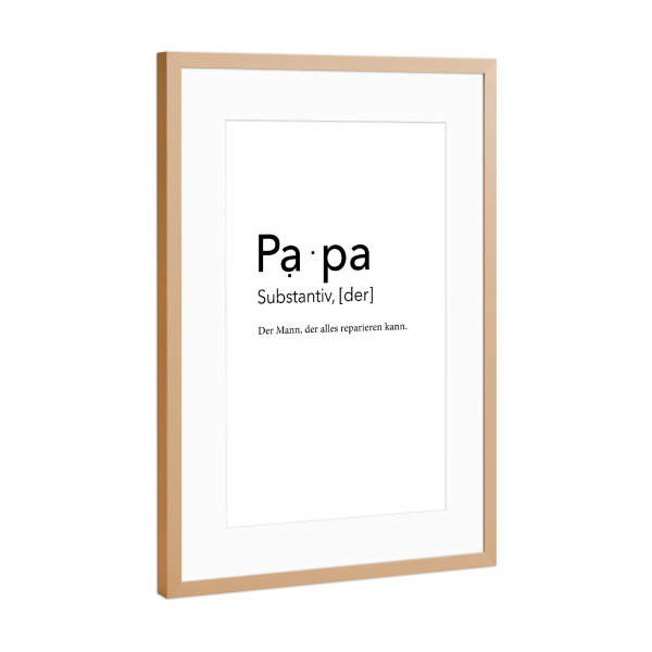 Poster mit Rahmen Kupfer "Definition Papa - Alles reparieren" artboxONE - Schwarzweiß,Für Papa