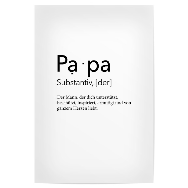 Poster 30x20 cm "Definition Papa Inspiration" artboxONE - Schwarzweiß,Für Papa - Vatertag,Papa,Papi,Geschenk zum vatertag,Dad,Daddy