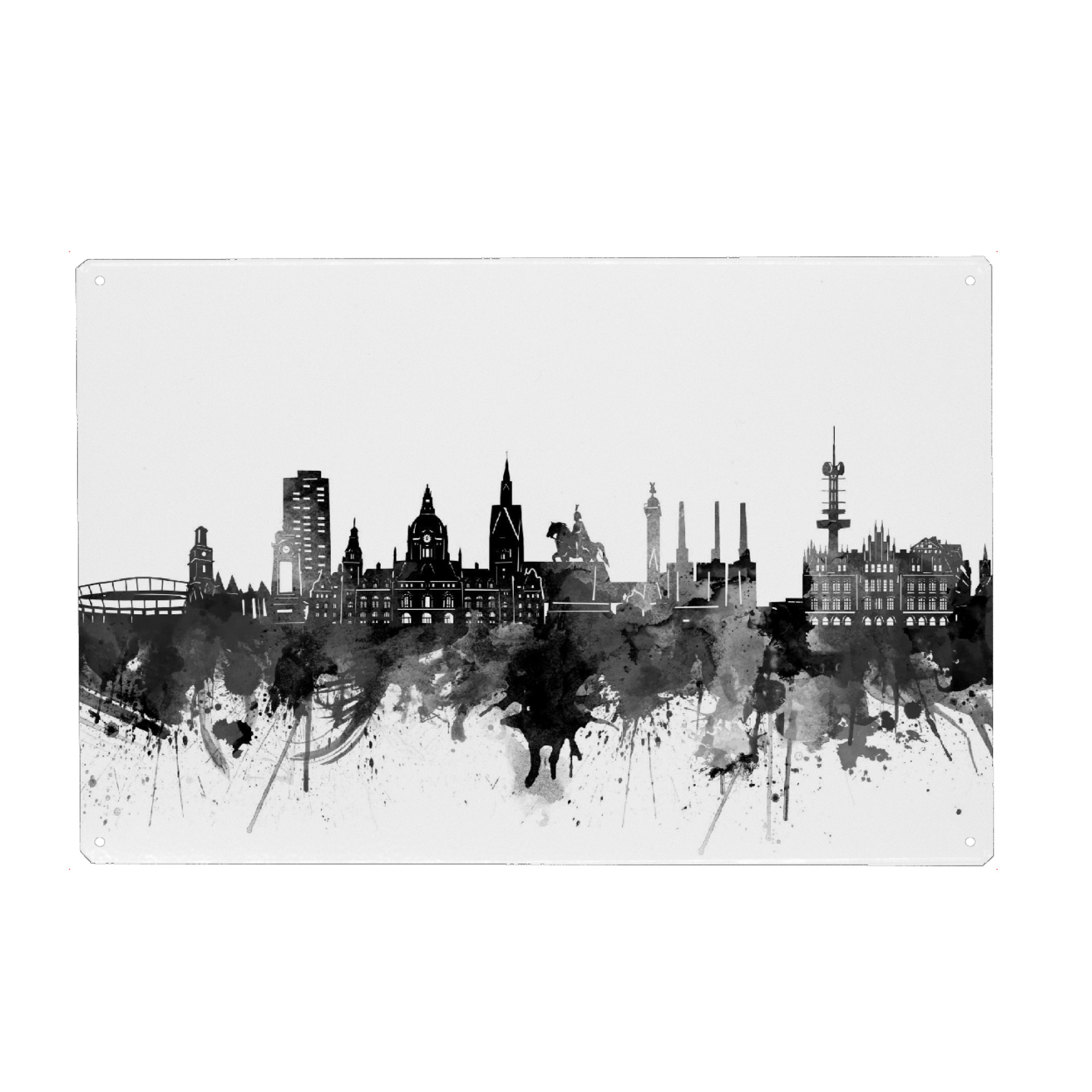Holzbild "Hannover skyline black" artboxONE - Städte,Reise,Schwarzweiß,Architektur