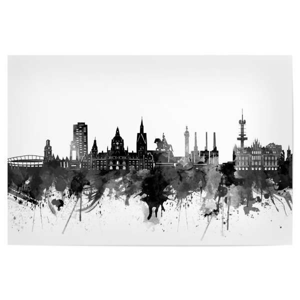 Poster "Hannover skyline black" artboxONE - Städte,Reise,Schwarzweiß,Architektur