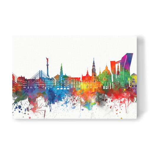 Copenhagen skyline watercolor