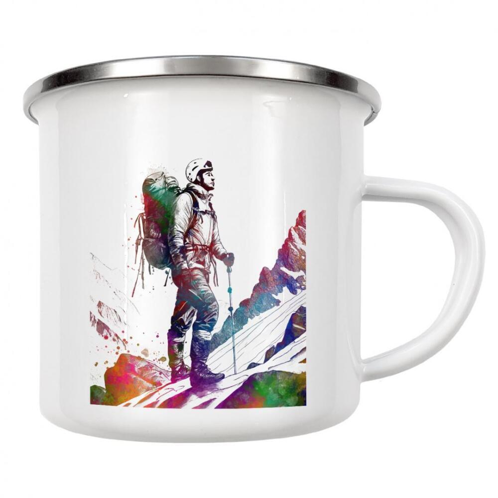 Emaille Tasse "Bergsport Kunst F" artboxONE - Sport,Sport / Motivation - Berg,Bergsteiger,Bergsteigen,Bergsteigerausflug,Klettern,Grafik,Illustration