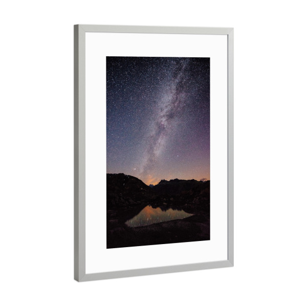 Poster mit Rahmen Silber "Grimsel Nightscape" artboxONE - Natur,Galaxy