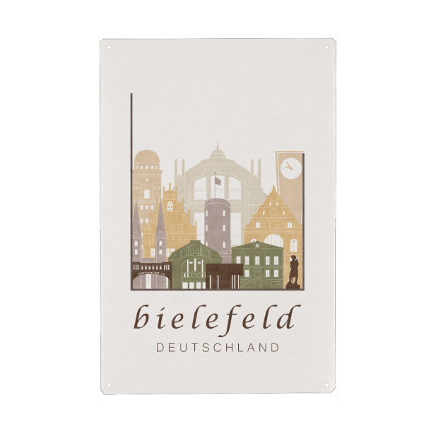 Holzbild "Bielefeld skyline rustic" artboxONE - Städte,Kartografie - Bielefeld,Germany,Deutschland,Skyline,Cityscape,Travel,German city