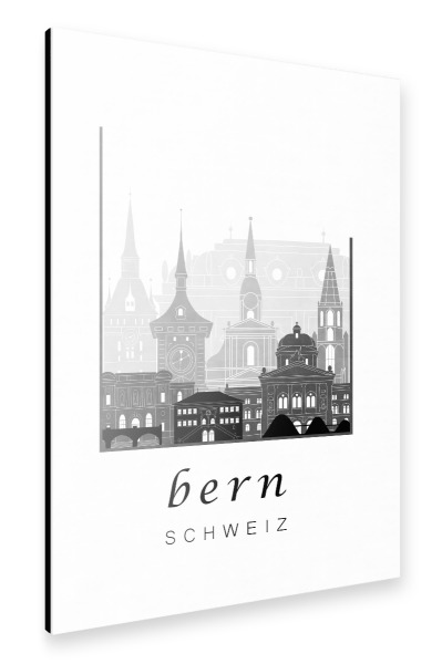 Alu-Dibond "Bern skyline black & white" 30x20 cm artboxONE