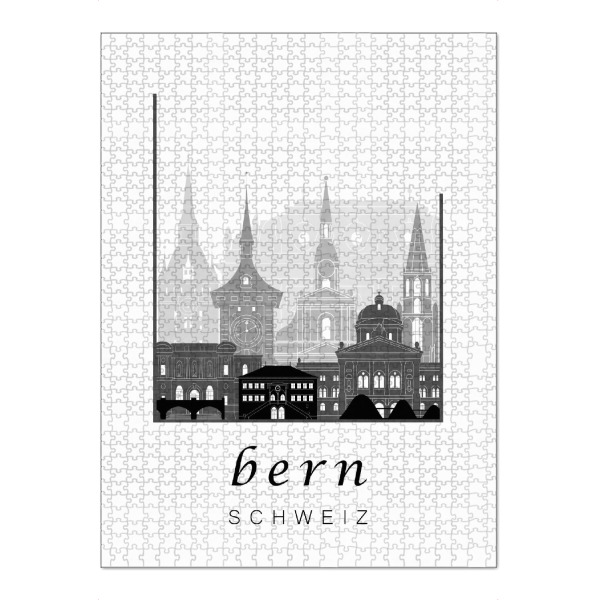 Puzzle Ravensburger "Bern skyline black & white" artboxONE - Städte,Schwarzweiß,Kartografie