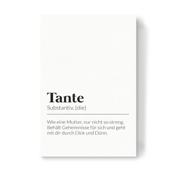 Leinwandbild "Definition Tante Geheimnisse" artboxONE - Typografie,Schwarzweiß,Liebe