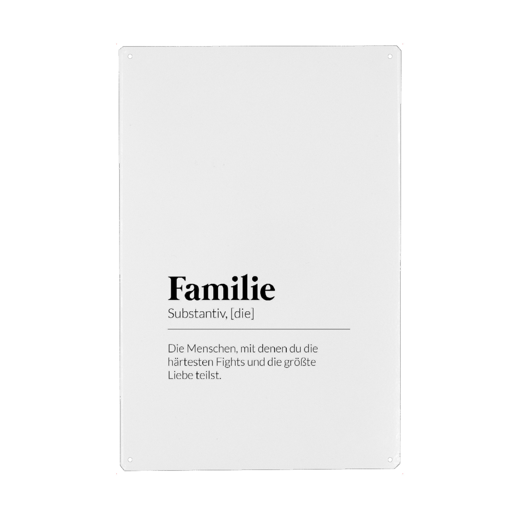 Metall Poster "Definition Familie Liebe" artboxONE - Typografie,Schwarzweiß,Liebe