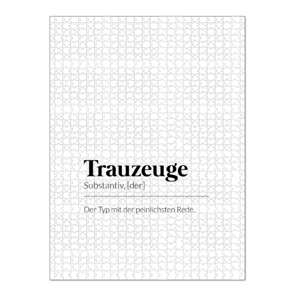 Puzzle Ravensburger "Definition Trauzeuge" artboxONE - Typografie,Schwarzweiß,Liebe