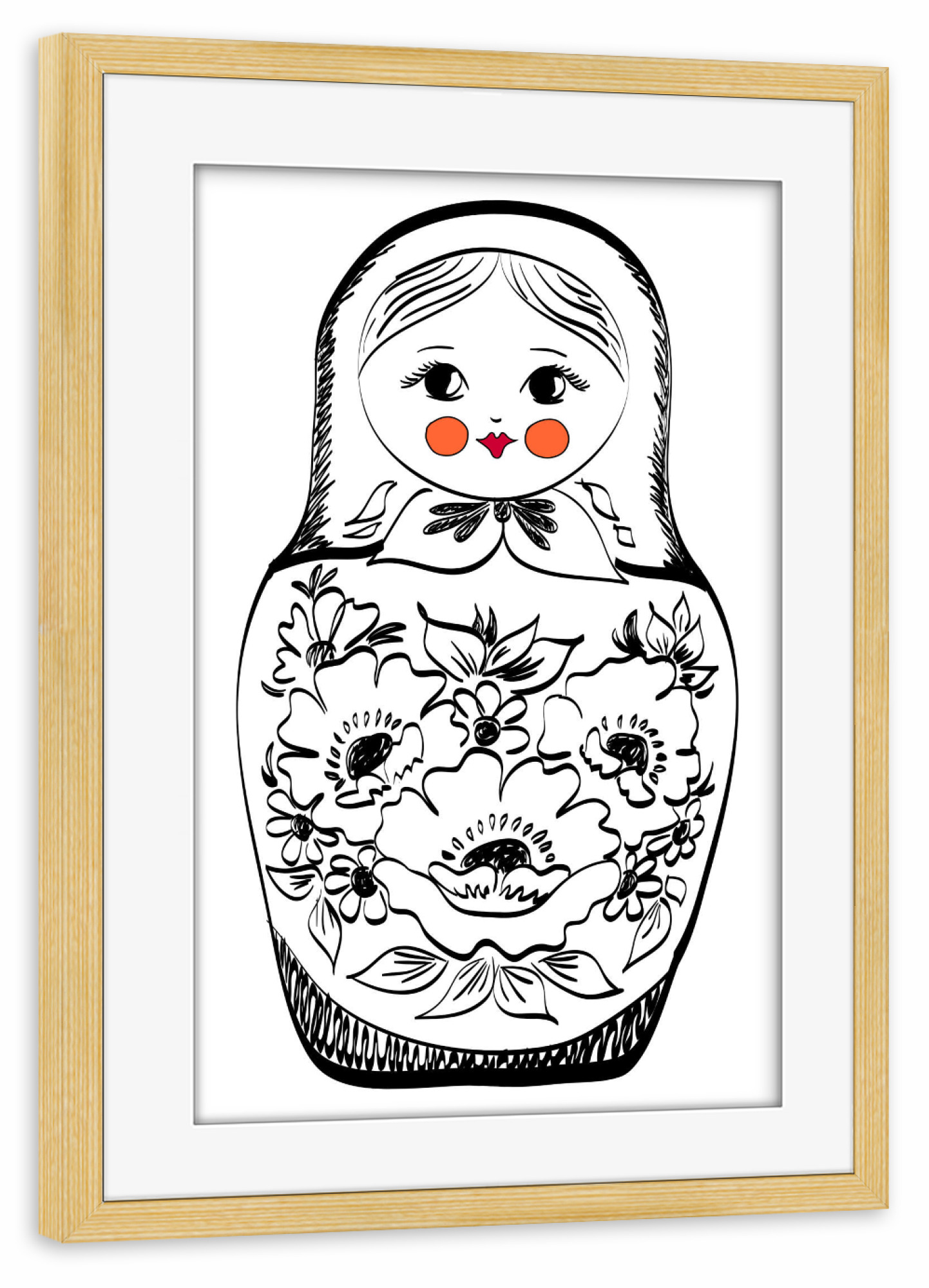 Poster mit Rahmen kiefer "Matryoshka Doll" artboxONE - Schwarzweiß,Festivals