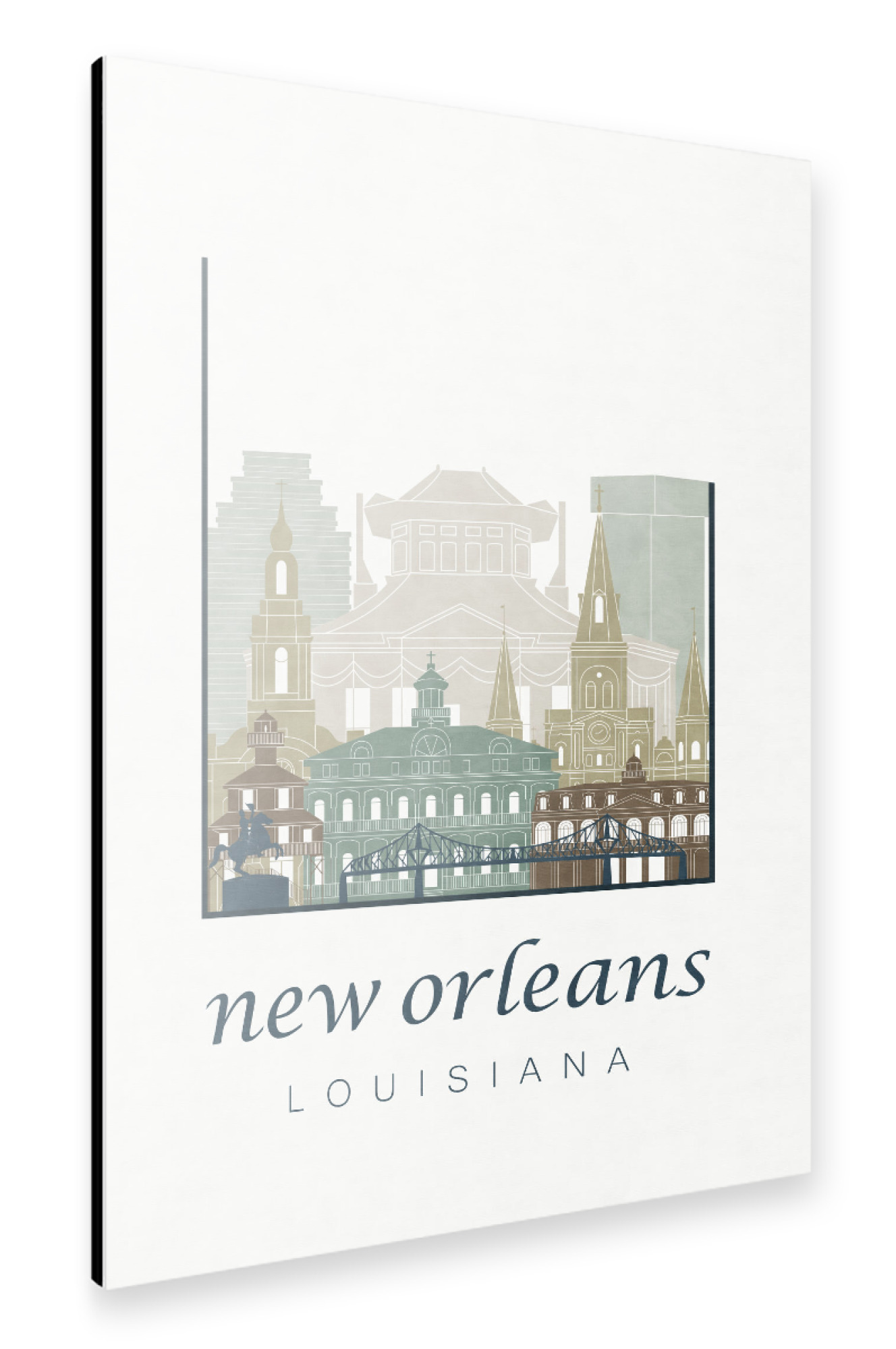 Alu-Dibond "New Orleans skyline light blue" 30x20 cm artboxONE