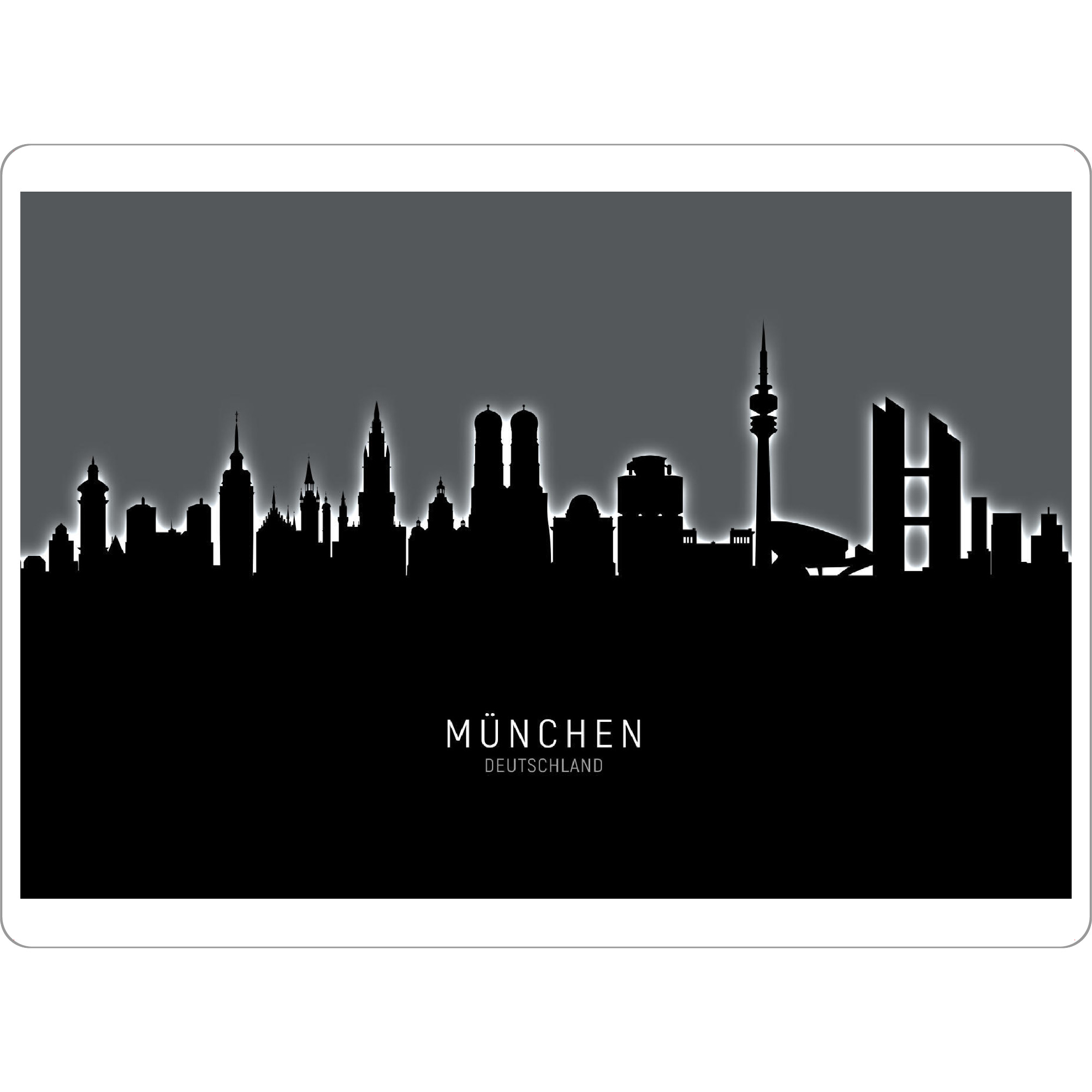 Tischset "Munich München Skyline Glow BW" artboxONE - Städte / München,Schwarzweiß