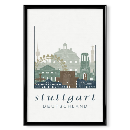 Stuttgart skyline light blue