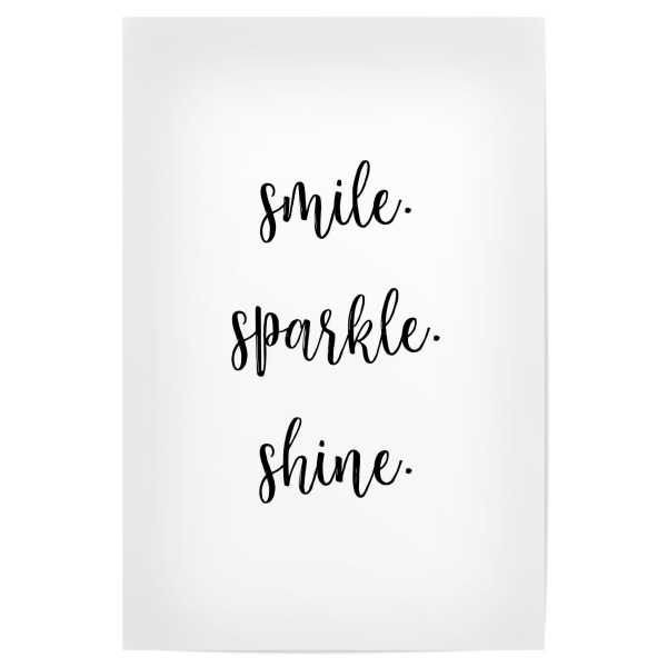 Poster 30x20 cm "Smile Sparkle Shine" artboxONE - Menschen,Schwarzweiß,Liebe - Love,Quote,Smile,Motivational,Inspirational,Calligraphy