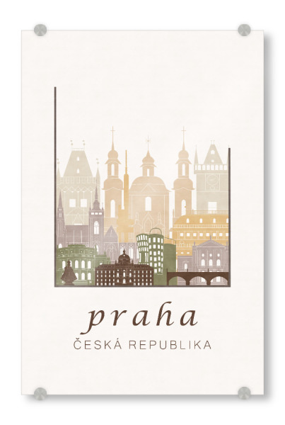 Acrylglasbild "Prague rustic skyline" artboxONE - Städte / Prag,Kartografie