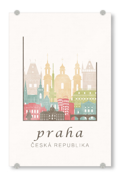 Acrylglasbild "Prague pastel skyline" artboxONE - Städte / Prag,Kartografie
