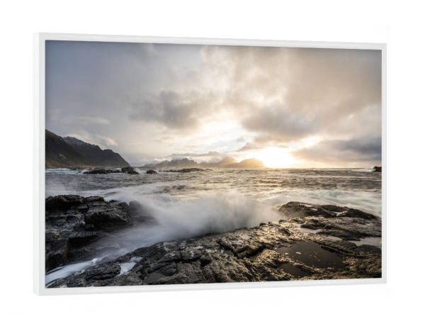 Poster mit weißem Rahmen "Nach dem Sturm" artboxONE - Natur - Sonnenuntergang,Norwegen,Vesteralen