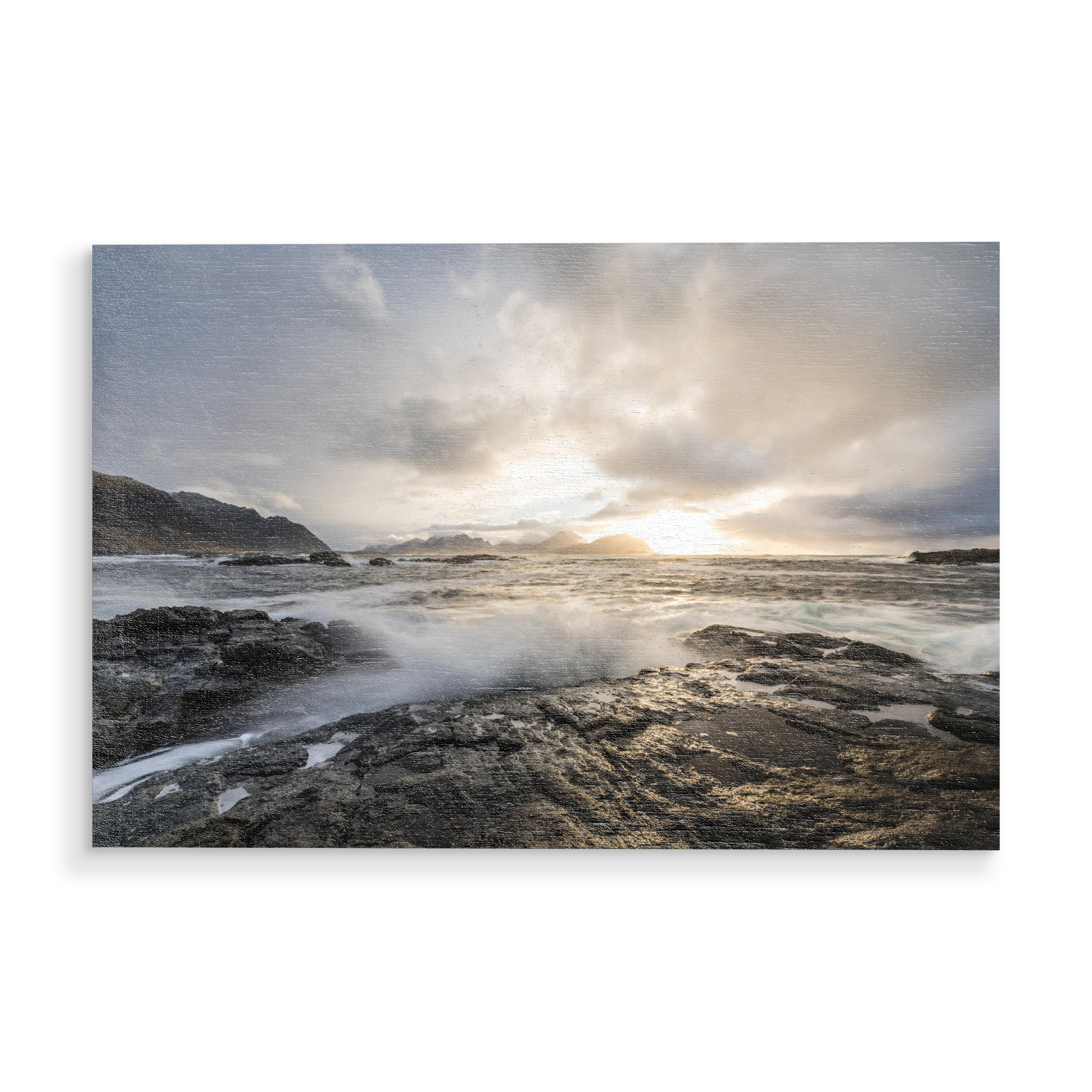 Holzbild "Nach dem Sturm" artboxONE - Natur - Sonnenuntergang,Norwegen,Vesteralen