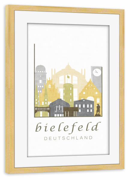 Poster mit Rahmen kiefer "Bielefeld desert skyline" artboxONE - Städte,Kartografie - Bielefeld,Germany,Deutschland,Skyline,Cityscape,Travel