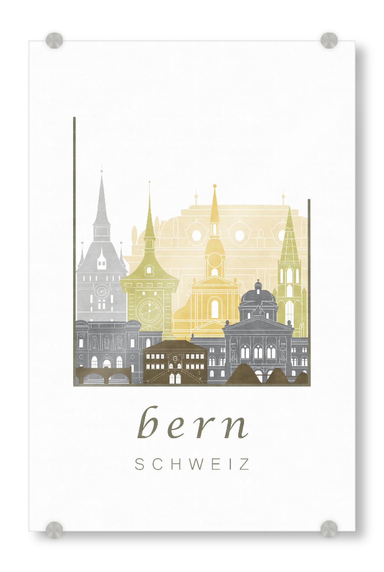 Acrylglasbild "Bern skyline desert" artboxONE - Städte,Kartografie - Bern,Berne,Switzerland,Schweiz,Skyline,Cityscape,Travel