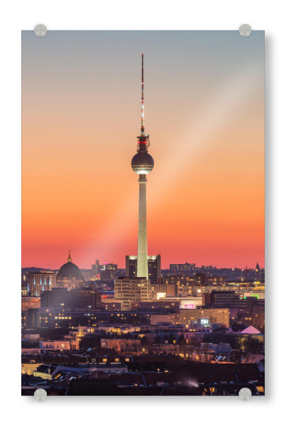 Acrylglasbild "Berliner Fernsehturm im Abendlicht" artboxONE - Städte / Berlin,Architektur