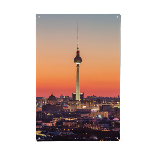 Metall Poster "Berliner Fernsehturm im Abendlicht" artboxONE - Städte / Berlin,Architektur
