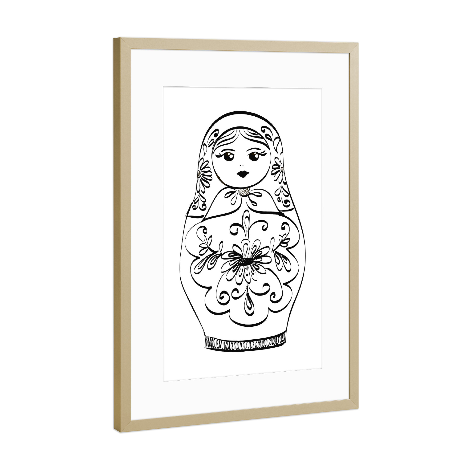 Poster mit Rahmen Gold "Russian Nesting Doll" artboxONE - Schwarzweiß,Festivals