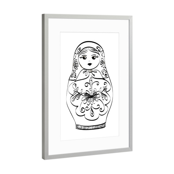 Poster mit Rahmen Silber "Russian Nesting Doll" artboxONE - Schwarzweiß,Festivals
