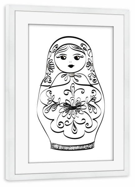 Poster mit Rahmen weiß "Russian Nesting Doll" artboxONE - Schwarzweiß,Festivals