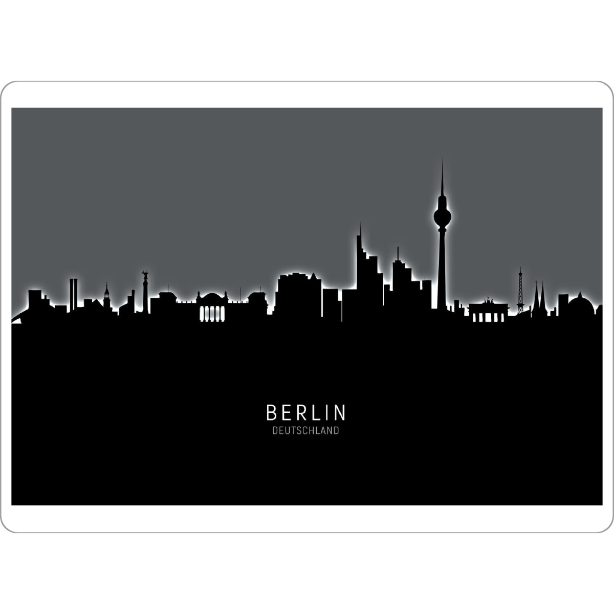 Tischset "Berlin Skyline Glow White" artboxONE - Städte / Berlin,Schwarzweiß - Berlin,Deutschland,Skyline,Cityscape,Painting,Watercolour,Stadtbild