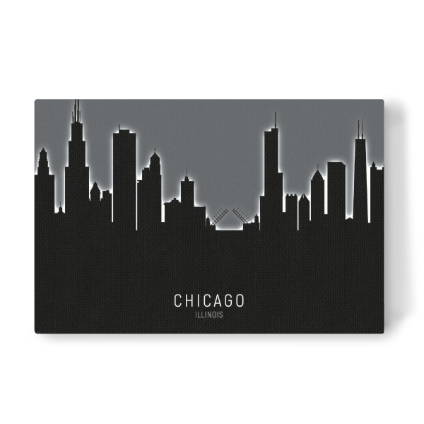 Leinwandbild "Chicago Skyline Glow White" artboxONE - Schwarzweiß,Städte / Chicago - Chicago,Illinois,Skyline,Cityscape,Painting,Watercolour,Stadtbild