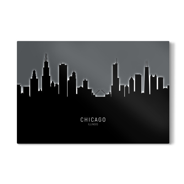 Galerie-Print "Chicago Skyline Glow White" 30x20 cm artboxONE