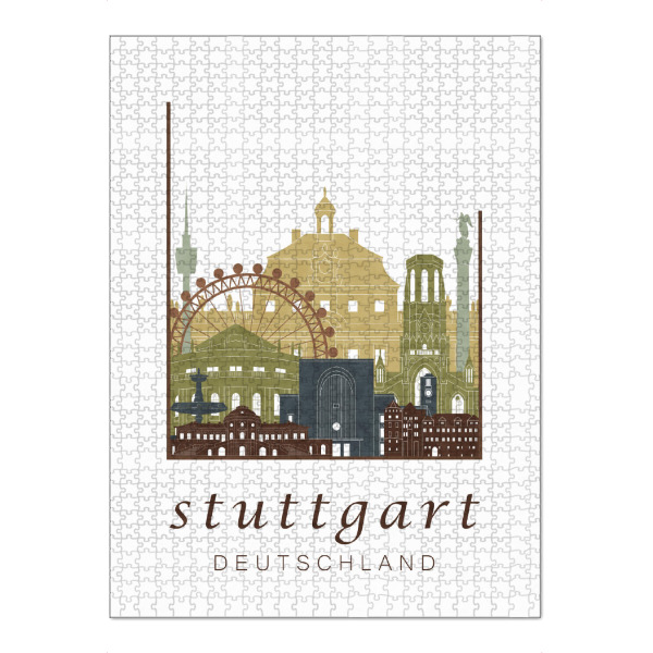 Puzzle Ravensburger "Stuttgart skyline light brown" artboxONE - Städte / Stuttgart,Kartografie