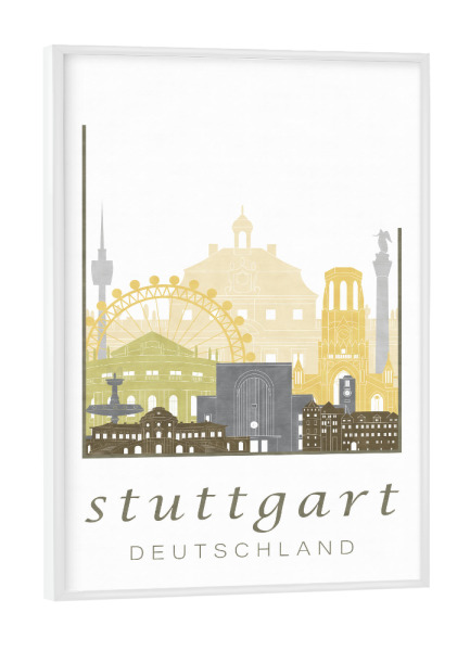 Poster mit weißem Rahmen "Stuttgart desert skyline" artboxONE - Städte / Stuttgart,Kartografie