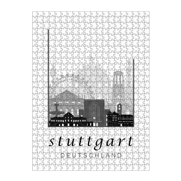 artboxONE Puzzle "Stuttgart skyline black & white" artboxONE - Schwarzweiß,Städte / Stuttgart,Kartografie