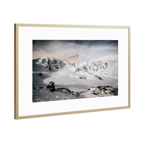 Poster mit Rahmen Gold "Diavolezza by moonlight" artboxONE - Natur