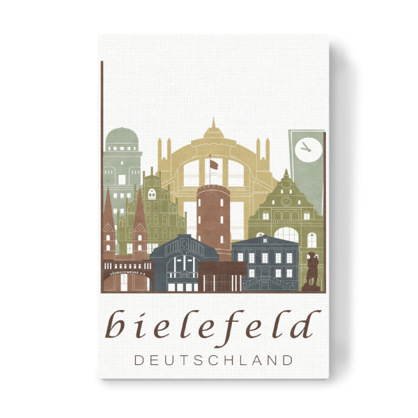 Leinwandbild "Bielefeld skyline light brown" artboxONE - Städte,Kartografie - Bielefeld,Germany,Deutschland,Skyline,Cityscape,Travel