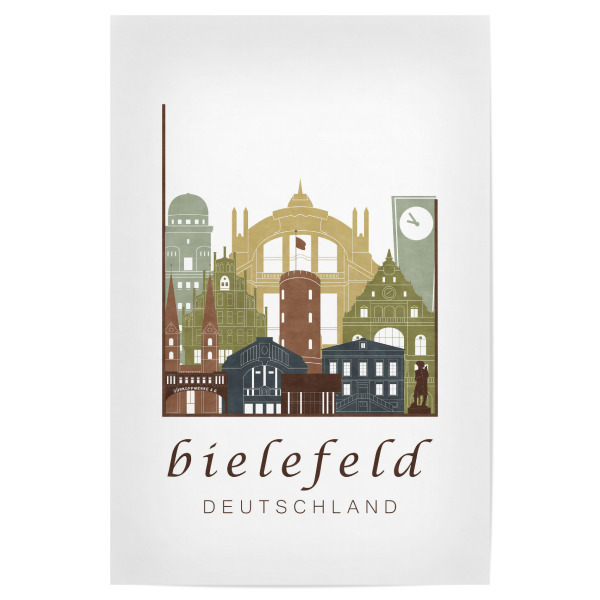 Poster "Bielefeld skyline light brown" artboxONE - Städte,Kartografie - Bielefeld,Germany,Deutschland,Skyline,Cityscape,Travel