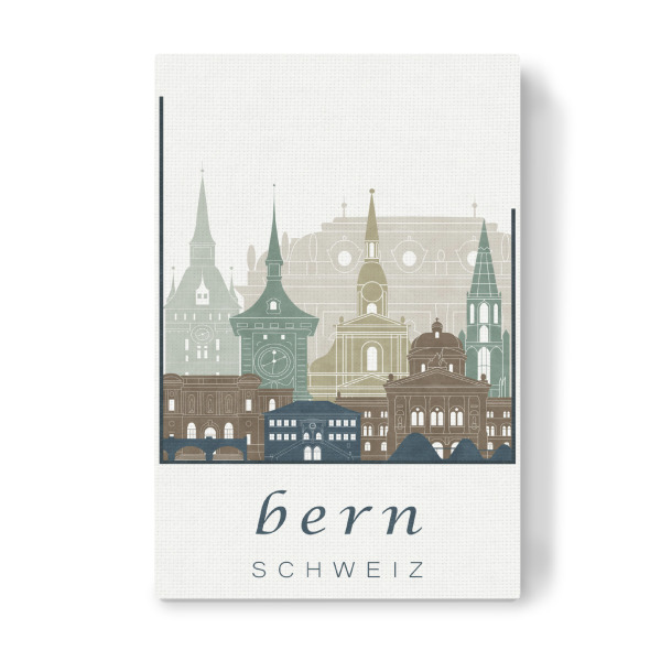 Leinwandbild "Bern skyline light blue" artboxONE - Städte,Kartografie - Bern,Berne,Switzerland,Schweiz,Skyline,Cityscape,Travel