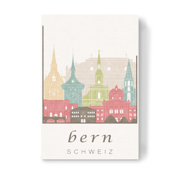 Leinwandbild "Bern pastel skyline" artboxONE - Städte,Kartografie - Bern,Berne,Switzerland,Schweiz,Skyline,Cityscape,Travel