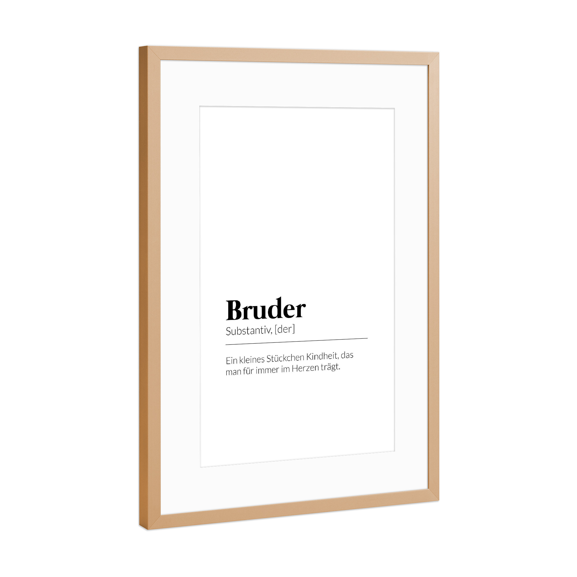 Poster mit Rahmen Kupfer "Definition Bruder Kindheit" artboxONE - Typografie,Schwarzweiß,Liebe