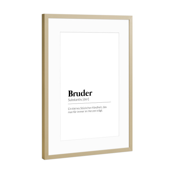 Poster mit Rahmen Gold "Definition Bruder Kindheit" artboxONE - Typografie,Schwarzweiß,Liebe