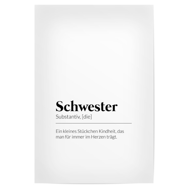 Poster "Definition Schwester Kindheit" artboxONE - Typografie,Schwarzweiß,Liebe