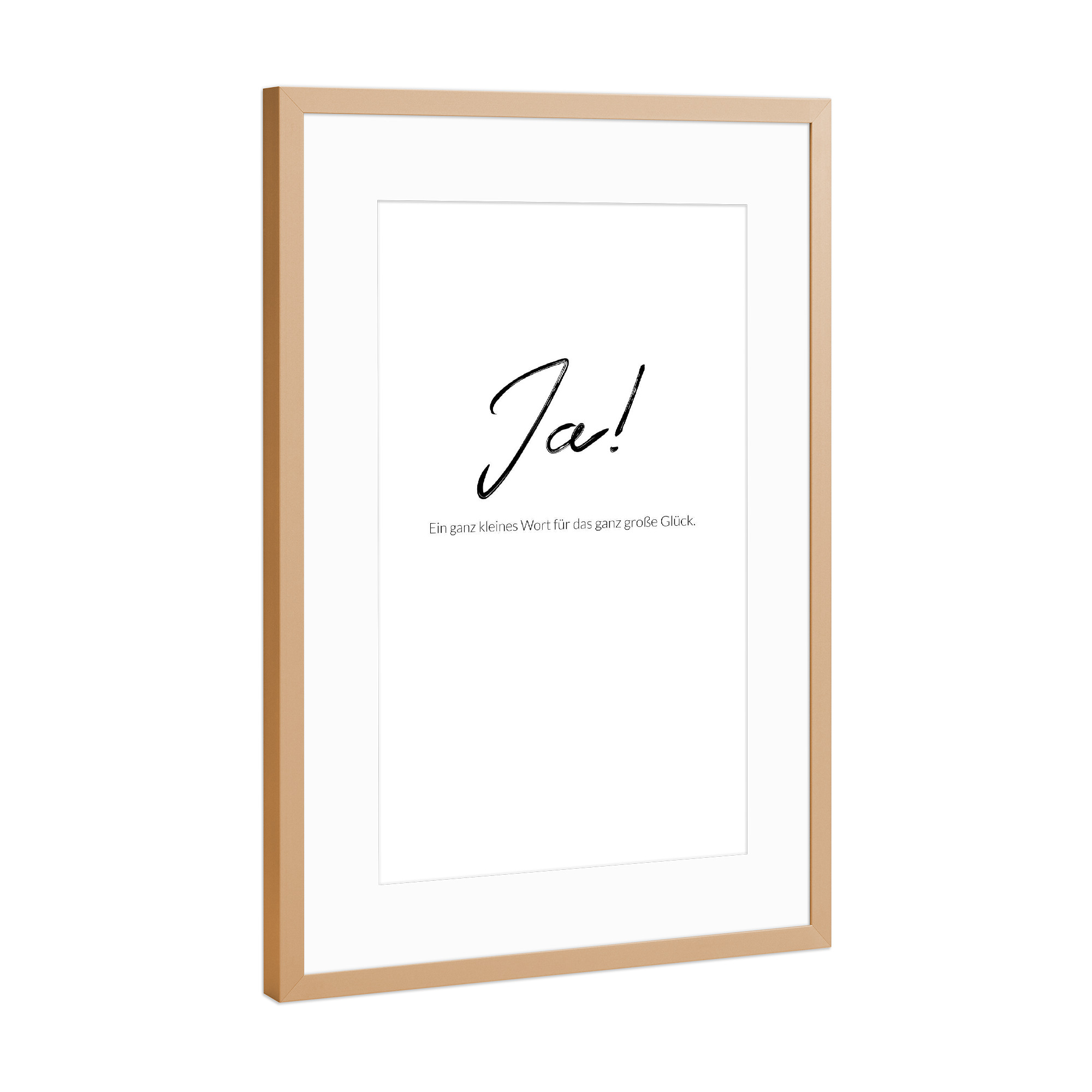 Poster mit Rahmen Kupfer "Ein einfaches Wort" artboxONE - Typografie,Schwarzweiß,Liebe