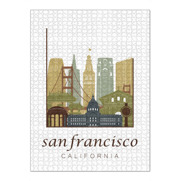 Puzzle Ravensburger "San Francisco skyline light brown" artboxONE - Städte / San Francisco,Kartografie