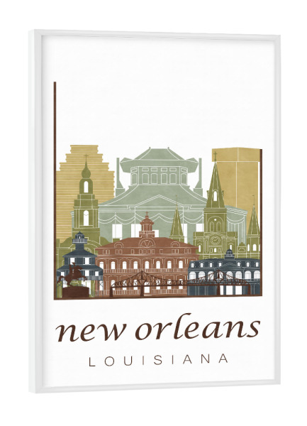 Poster mit weißem Rahmen "New Orleans skyline light brown" artboxONE - Städte,Kartografie