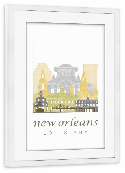 Poster mit Rahmen weiß "New Orleans skyline desert" artboxONE - Städte,Kartografie